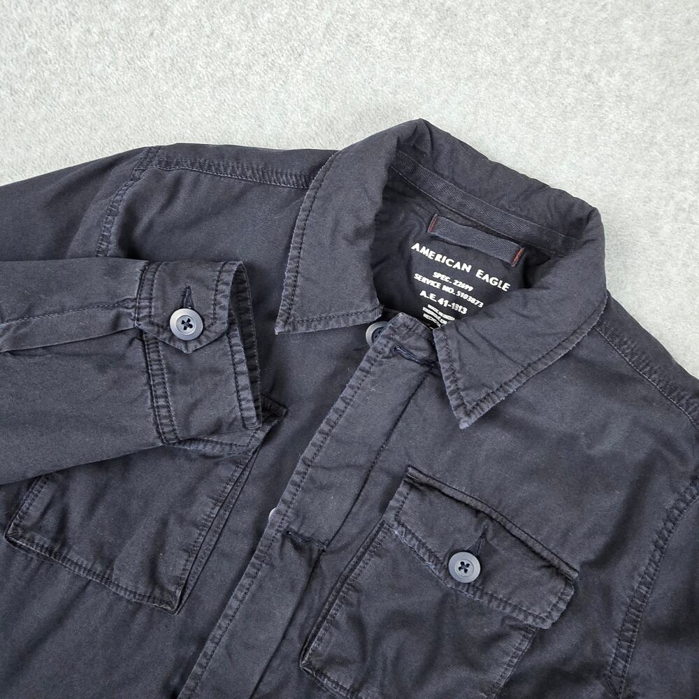 American Eagle Small Navy Blue Utility Military-Style Button Front Jacket